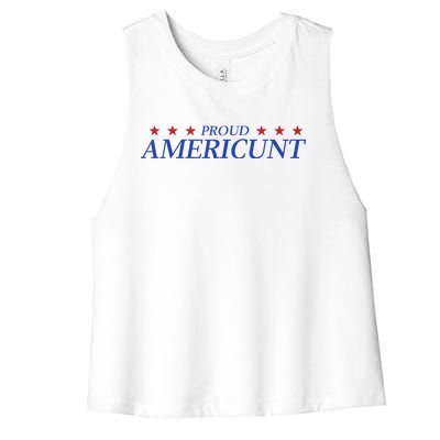 Proud Americunt American People Humor 2024 Women's Racerback Cropped Tank