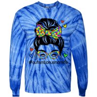 Puzzle Autism Awareness Bonus Mom Life Messy Bun Mothers Day Sweatshirt Tie-Dye Long Sleeve Shirt