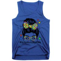 Puzzle Autism Awareness Bonus Mom Life Messy Bun Mothers Day Sweatshirt Tank Top