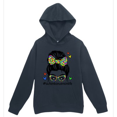 Puzzle Autism Awareness Bonus Mom Life Messy Bun Mothers Day Sweatshirt Urban Pullover Hoodie