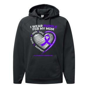 Purple Alzheimers Awareness Products Mom Gifts Performance Fleece Hoodie