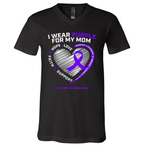 Purple Alzheimers Awareness Products Mom Gifts V-Neck T-Shirt