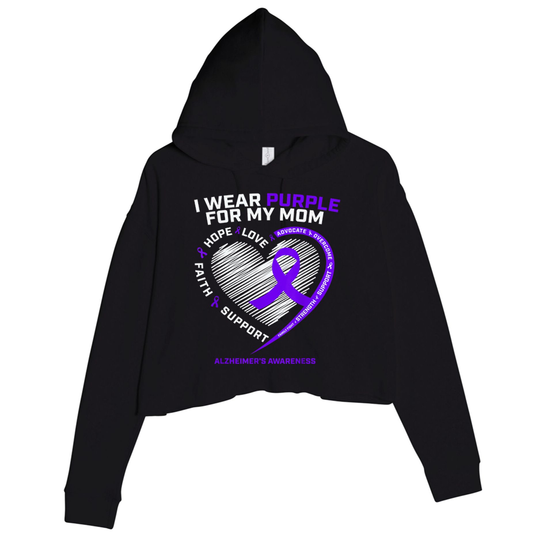 Purple Alzheimers Awareness Products Mom Gifts Crop Fleece Hoodie