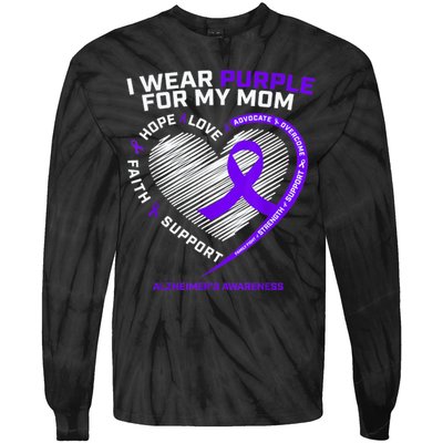 Purple Alzheimers Awareness Products Mom Gifts Tie-Dye Long Sleeve Shirt