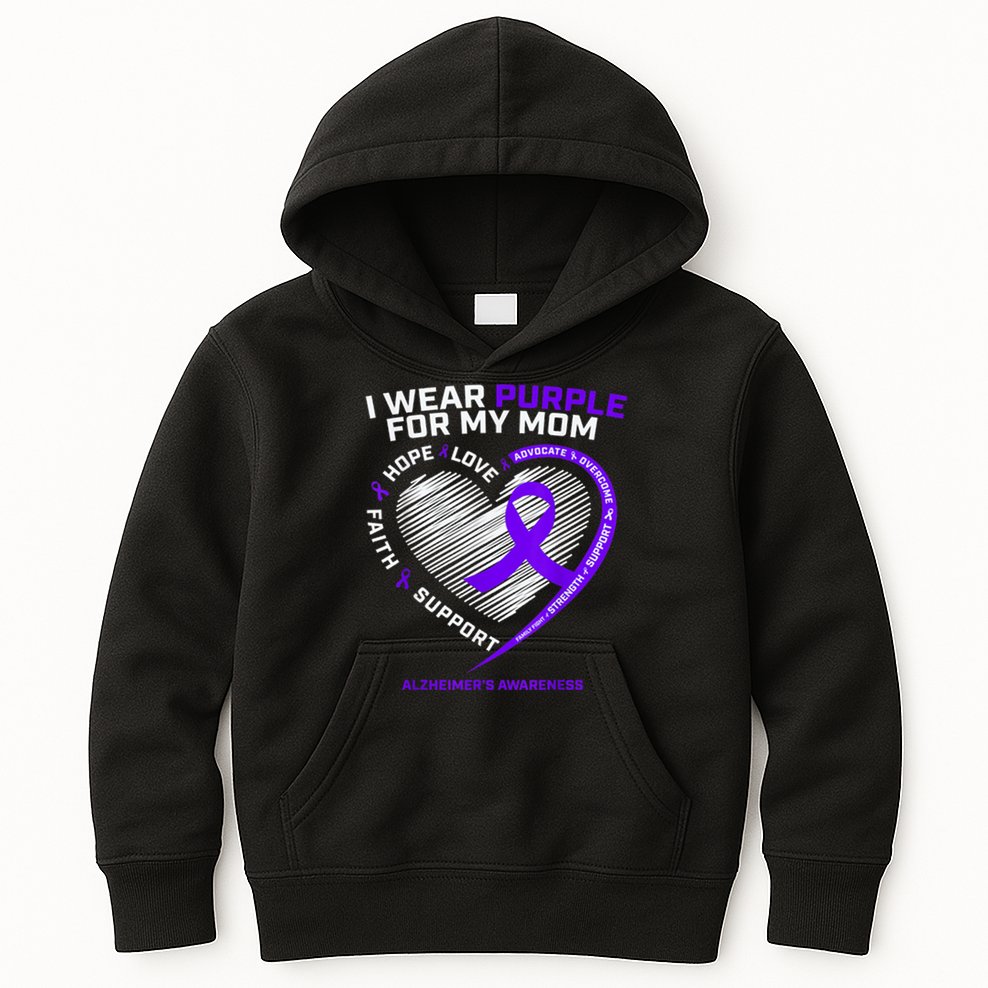 Purple Alzheimers Awareness Products Mom Gifts Kids Hoodie