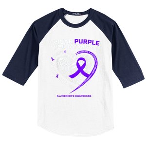 Purple Alzheimers Awareness Products Mom Gifts Baseball Sleeve Shirt