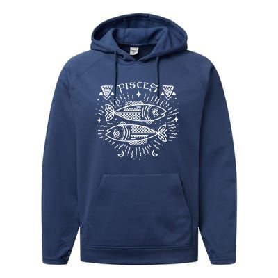 Pisces Astrology And Zodiac Sign Drawn Artwork / Pisces Tarot Gift Performance Fleece Hoodie