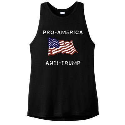 Proamerica Antitrump American Usa Flag Ladies PosiCharge Tri-Blend Wicking Tank