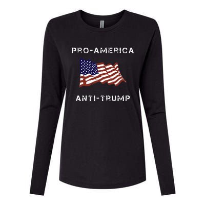 Proamerica Antitrump American Usa Flag Womens Cotton Relaxed Long Sleeve T-Shirt