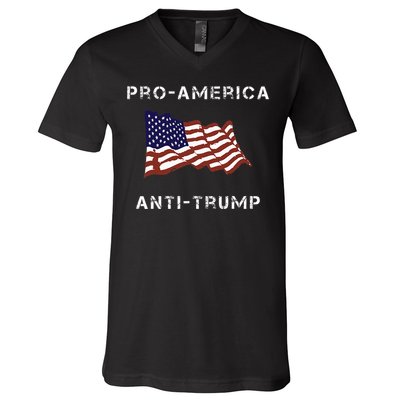 Proamerica Antitrump American Usa Flag V-Neck T-Shirt