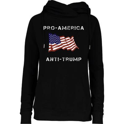 Proamerica Antitrump American Usa Flag Womens Funnel Neck Pullover Hood