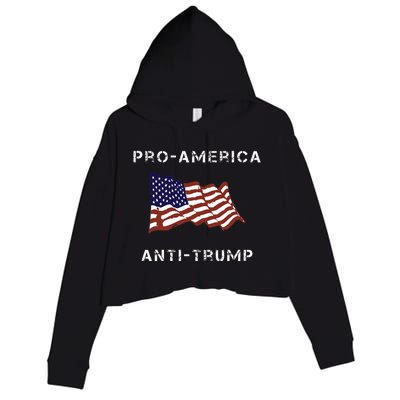 Proamerica Antitrump American Usa Flag Crop Fleece Hoodie