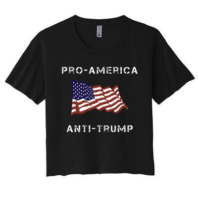 Proamerica Antitrump American Usa Flag Women's Crop Top Tee