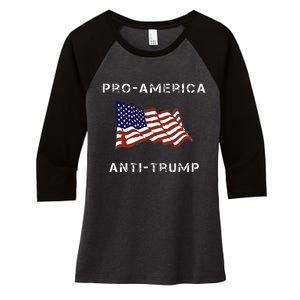 Proamerica Antitrump American Usa Flag Women's Tri-Blend 3/4-Sleeve Raglan Shirt