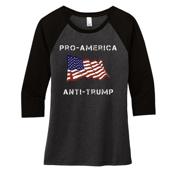 Proamerica Antitrump American Usa Flag Women's Tri-Blend 3/4-Sleeve Raglan Shirt