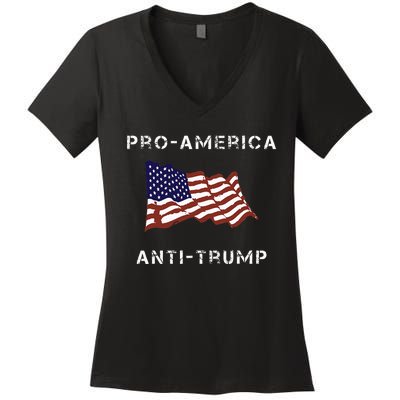 Proamerica Antitrump American Usa Flag Women's V-Neck T-Shirt