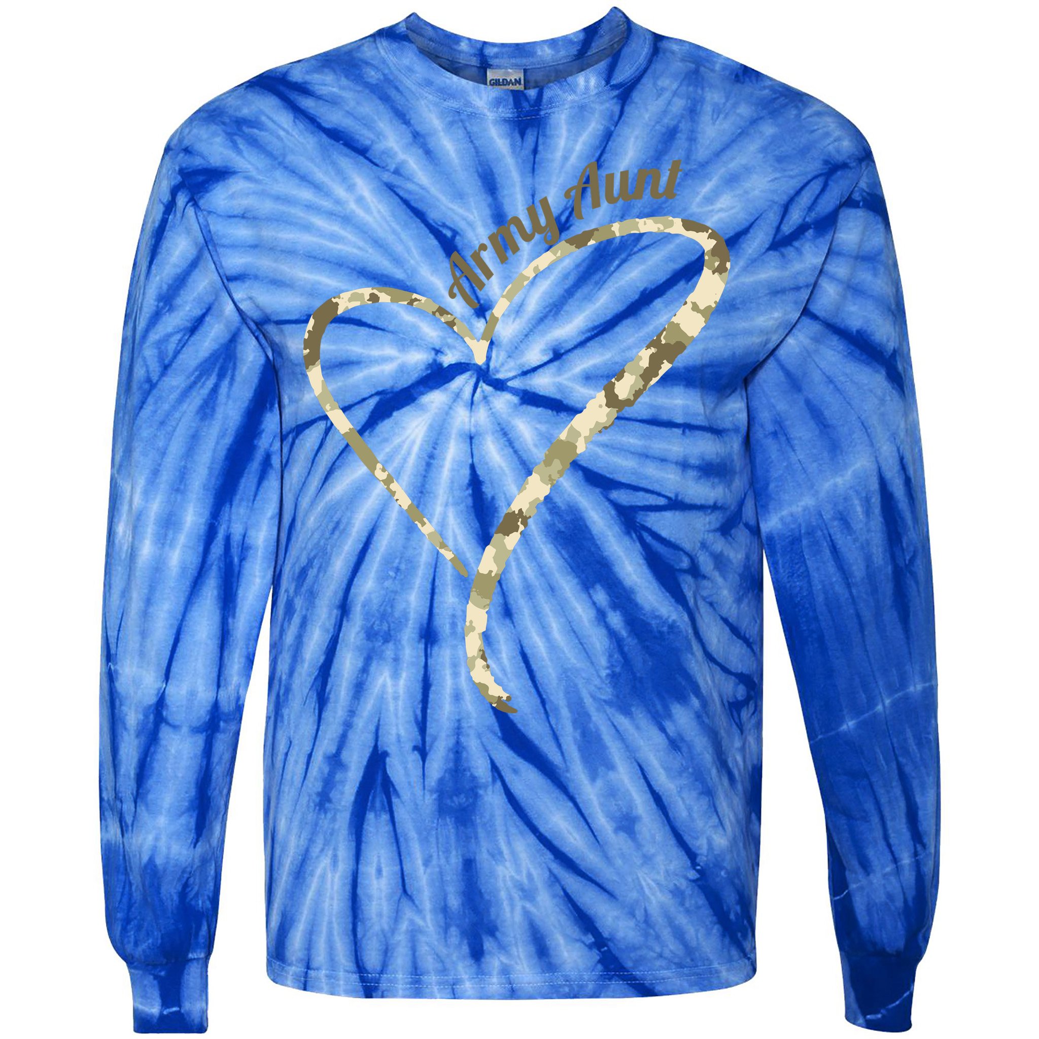 Proud Army Aunt Gift Military Aunt Gift Camouflage Cute Gift Tie-Dye Long Sleeve Shirt