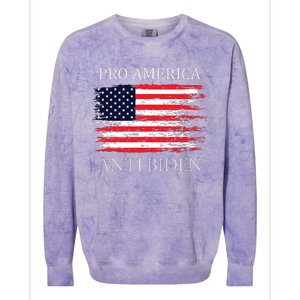 Pro America Anti Biden Flag Impeach Joe Biden Anti Biden Colorblast Crewneck Sweatshirt