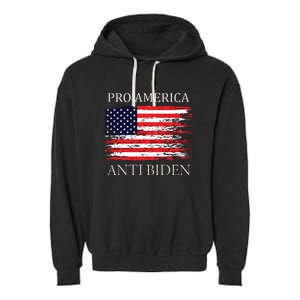 Pro America Anti Biden Flag Impeach Joe Biden Anti Biden Garment-Dyed Fleece Hoodie