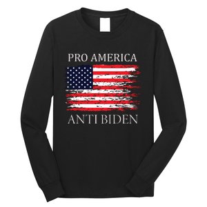 Pro America Anti Biden Flag Impeach Joe Biden Anti Biden Long Sleeve Shirt