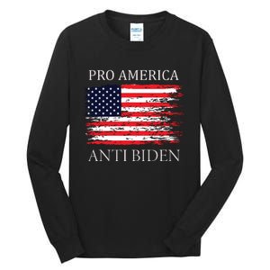 Pro America Anti Biden Flag Impeach Joe Biden Anti Biden Tall Long Sleeve T-Shirt