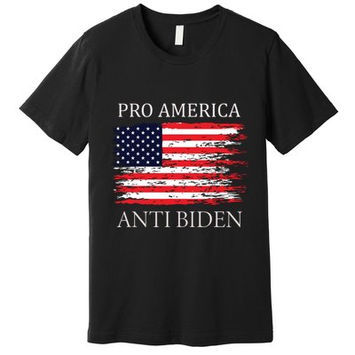 Pro America Anti Biden Flag Impeach Joe Biden Anti Biden Premium T-Shirt
