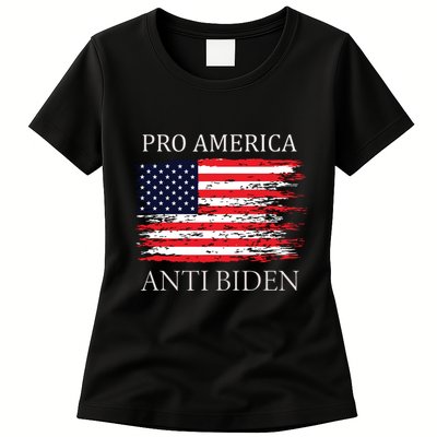Pro America Anti Biden Flag Impeach Joe Biden Anti Biden Womens T-Shirt