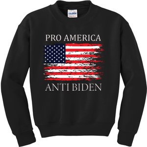 Pro America Anti Biden Flag Impeach Joe Biden Anti Biden Kids Sweatshirt