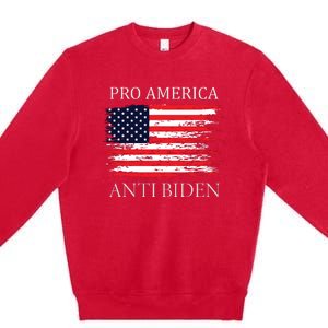 Pro America Anti Biden Flag Impeach Joe Biden Anti Biden Premium Crewneck Sweatshirt