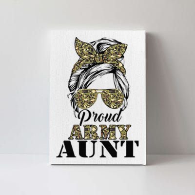 Proud Army Aunt Camouflage Messy Bun Soldier Mother's Day Canvas