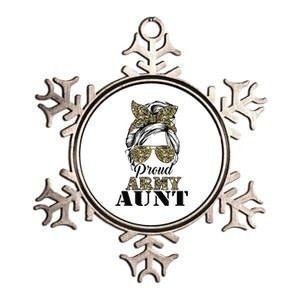 Proud Army Aunt Camouflage Messy Bun Soldier Mother's Day Metallic Star Ornament