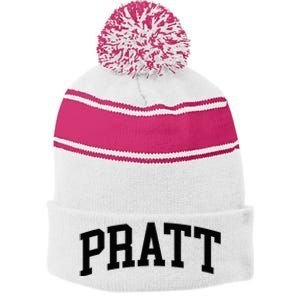 Pratt Athletic Arch College University Alumni Stripe Pom Pom Beanie