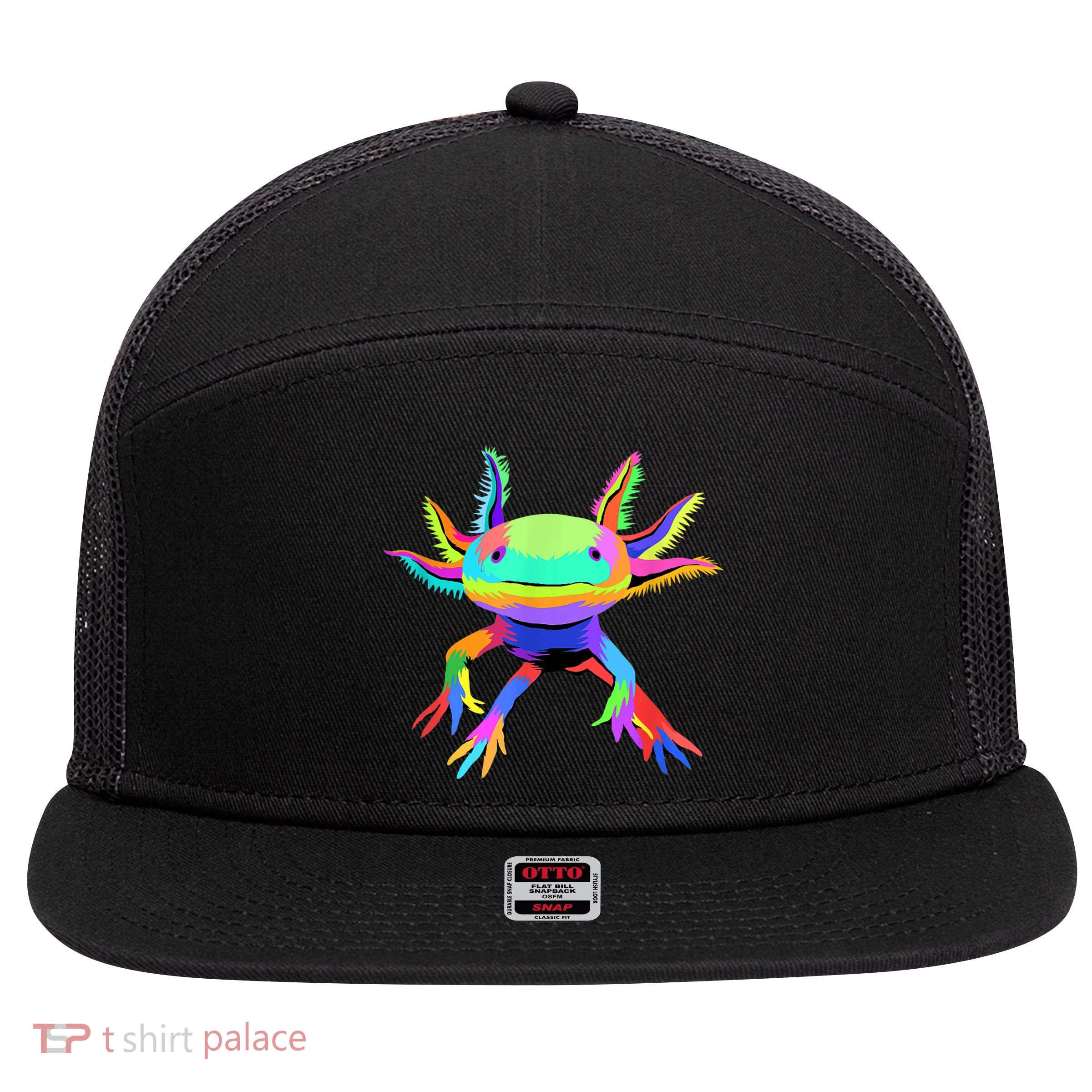 Pop Art Axolotl 7 Panel Mesh Trucker Snapback Hat