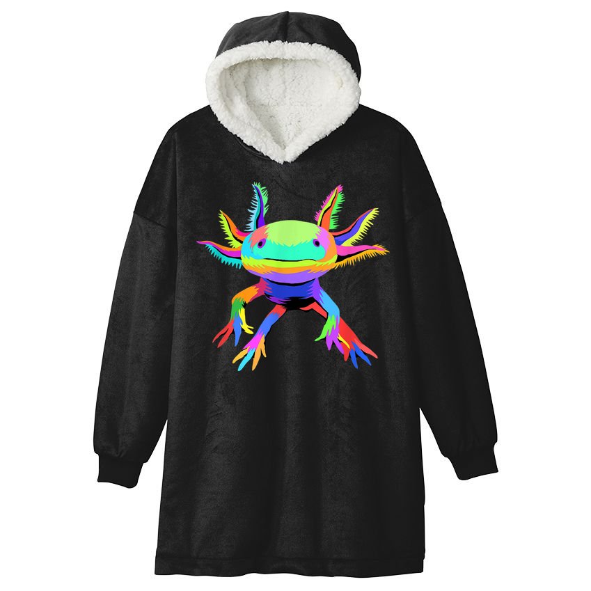 Pop Art Axolotl Hooded Wearable Blanket