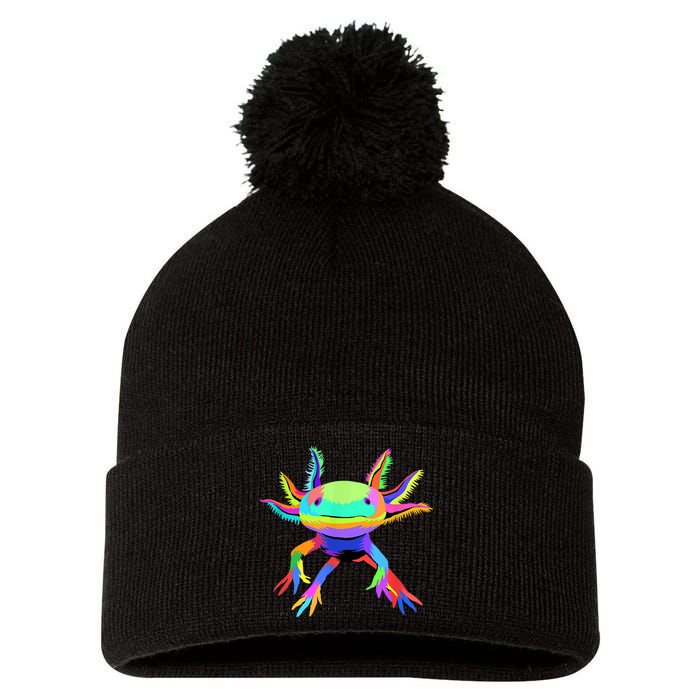 Pop Art Axolotl Pom Pom 12in Knit Beanie