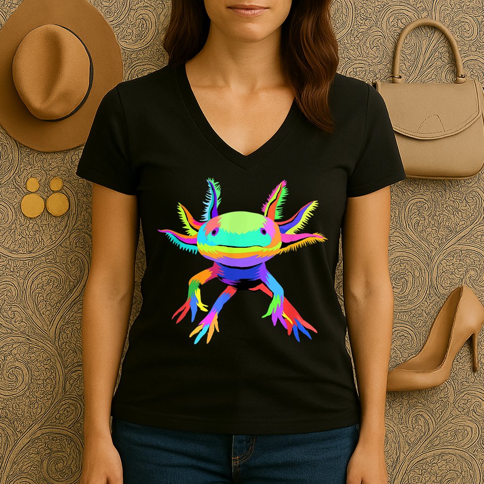 Pop Art Axolotl Women's V-Neck T-Shirt