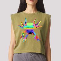Pop Art Axolotl Garment-Dyed Women's Muscle Tee