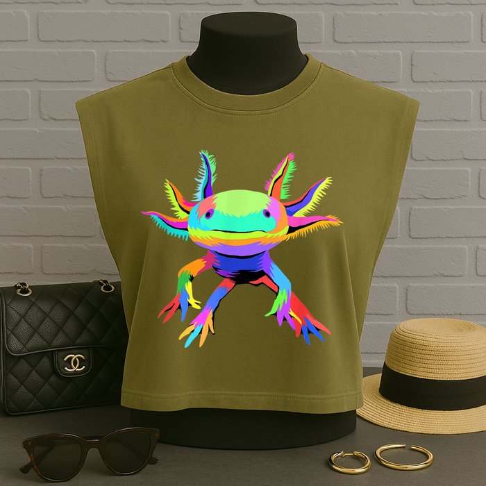 Pop Art Axolotl Garment-Dyed Women's Muscle Tee