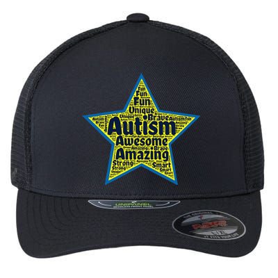 Positive Autism Awareness Support Love Words Autistic Flexfit Unipanel Trucker Cap