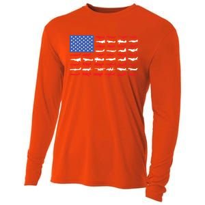 Pilot Airplane American Flag Plane Aviation Gift Cooling Performance Long Sleeve Crew