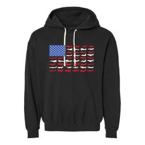 Pilot Airplane American Flag Plane Aviation Gift Garment-Dyed Fleece Hoodie