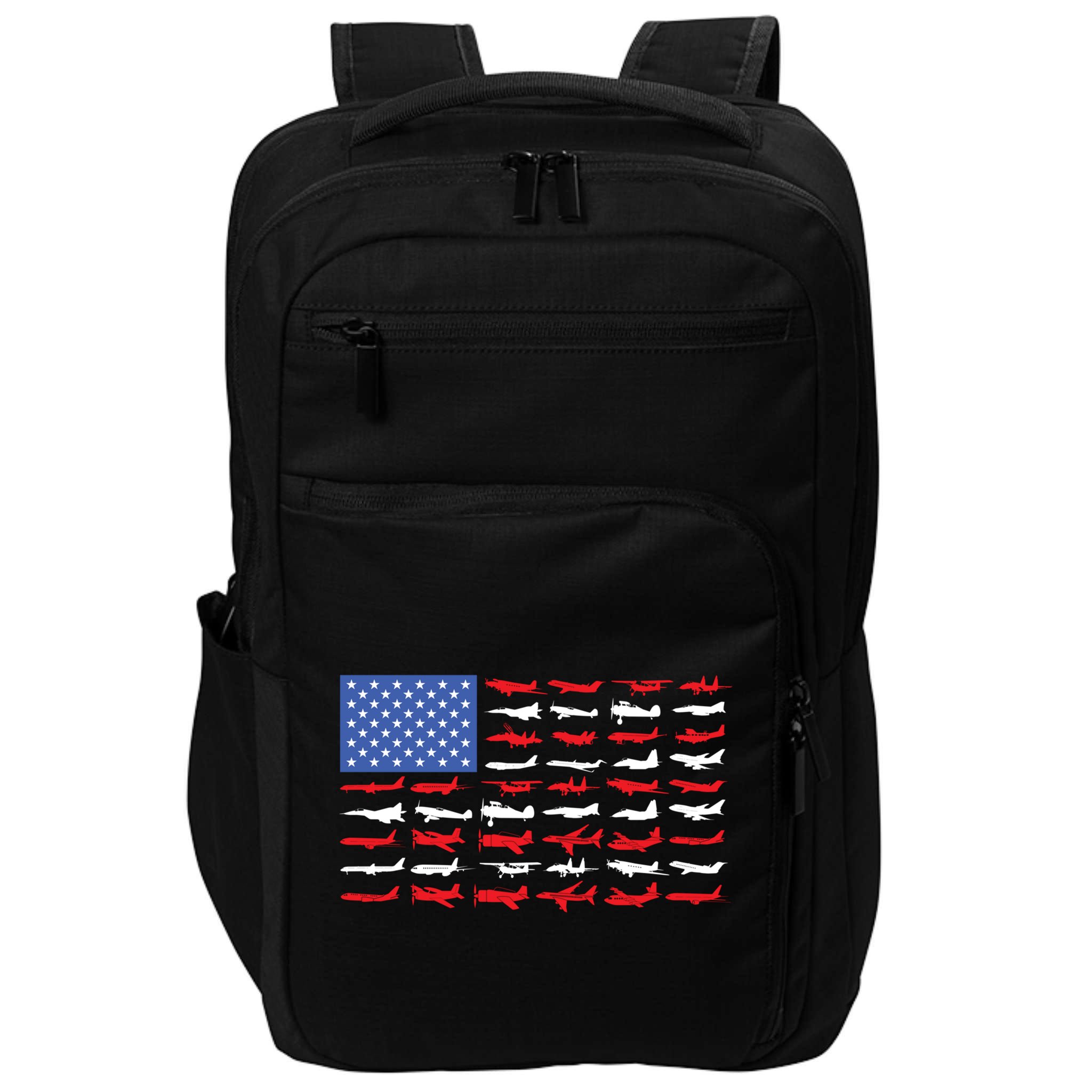 Pilot Airplane American Flag Plane Aviation Gift Impact Tech Backpack
