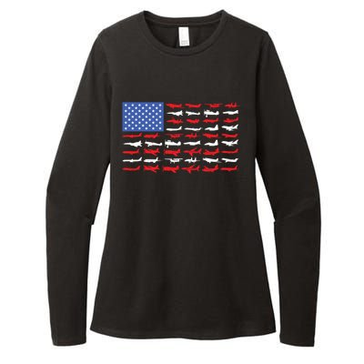 Pilot Airplane American Flag Plane Aviation Gift Womens CVC Long Sleeve Shirt