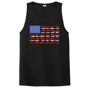 Pilot Airplane American Flag Plane Aviation Gift PosiCharge Competitor Tank