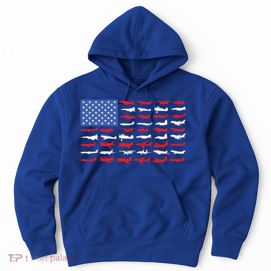 Pilot Airplane American Flag Plane Aviation Gift Hoodie