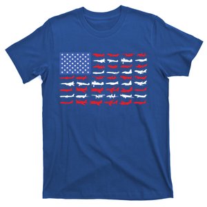 Pilot Airplane American Flag Plane Aviation Gift T-Shirt