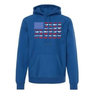 Pilot Airplane American Flag Plane Aviation Gift Premium Hoodie