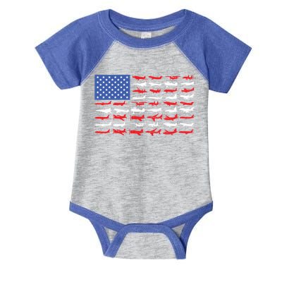 Pilot Airplane American Flag Plane Aviation Gift Infant Baby Jersey Bodysuit