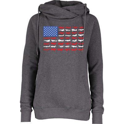 Pilot Airplane American Flag Plane Aviation Gift Womens Funnel Neck Pullover Hood