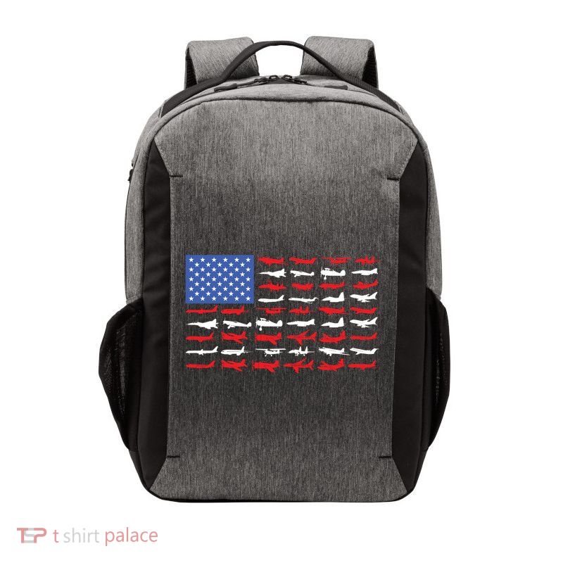 Pilot Airplane American Flag Plane Aviation Gift Vector Backpack